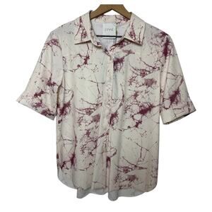 Lysse Aura Blouse Marble Print Soft Button Front Top Medium NWT